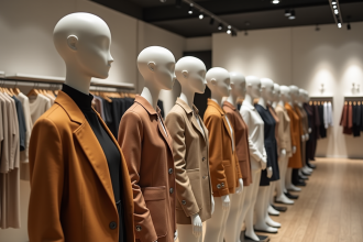 Groupe de mannequins mode dans une boutique moderne