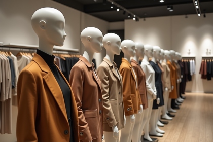 Groupe de mannequins mode dans une boutique moderne